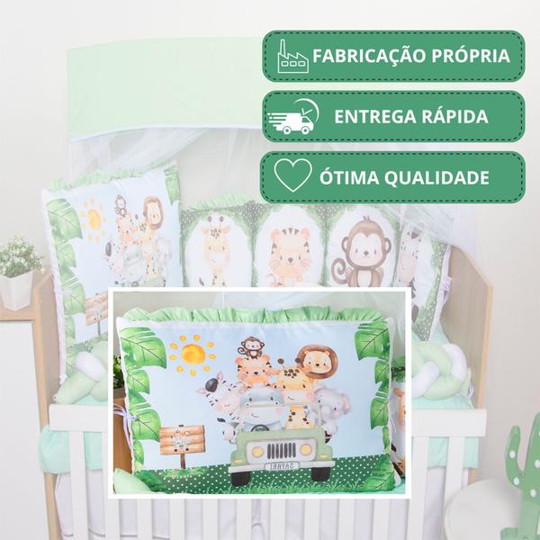 Imagem de Kit Berço Protetor Trança e Almofadas Sublimado Menina Menino 13 Peças