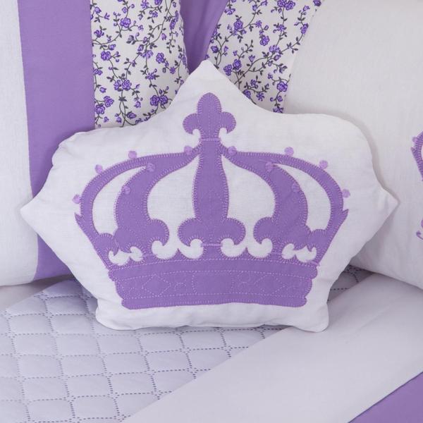 Kit Berço Trança Menina Princesa Floral Lilas com Almofada 10 Peças - Doce Lar Enxovais Imagem de Kit Berço Trança Menina Princesa Floral Lilas com Almofada 10 Peças