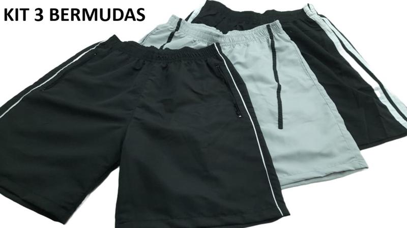 Imagem de kit Bermuda Shorts Maculino 38 ao 44 Tactel, Academia, Lazer, Treino, Esporte