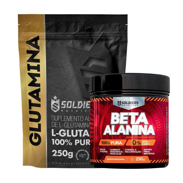 Imagem de Kit: Beta Alanina 250g + Glutamina 250g - 100% Pura Importada - Soldiers Nutrition