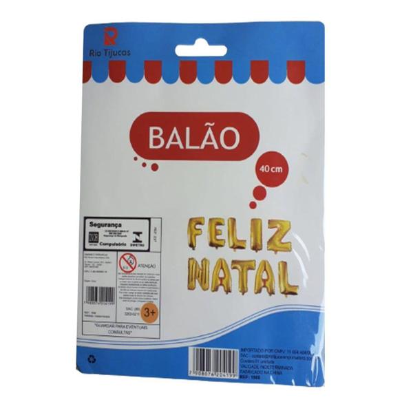 Imagem de Kit Bexiga Balão Metalizado Feliz Natal Dourado 40 cm - Rio Tijucas
