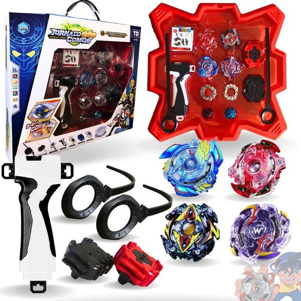 Imagem de Kit Beyblade 6 in 4, 6 Beyblades + 4 Lançadores + 2 Arenas