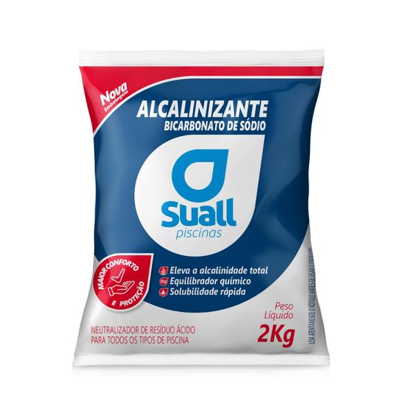 Imagem de Kit Bicarbonato de Sódio para Piscinas Elevador De Alcalinidade e Estabilizador de PH Suall 2kg