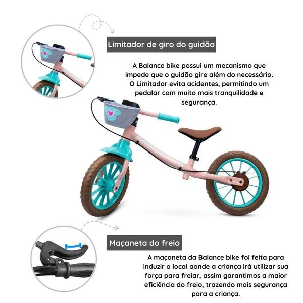 Imagem de Kit Bicicleta Balance Infantil Bike Love 2 Aro 12 E Capacete