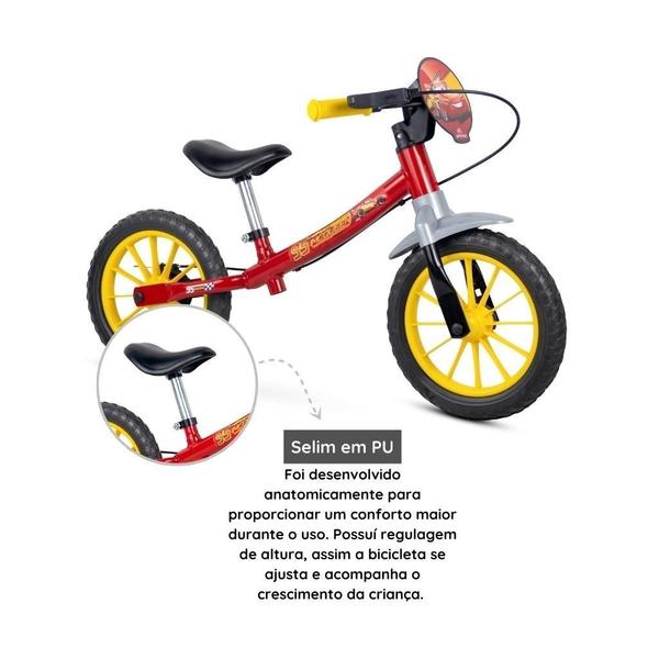 Imagem de Kit Bicicleta Balance Infantil Carros Aro 12 E Capacete