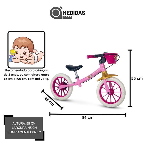 Imagem de Kit Bicicleta Balance Infantil Princesas Aro 12 E Capacete