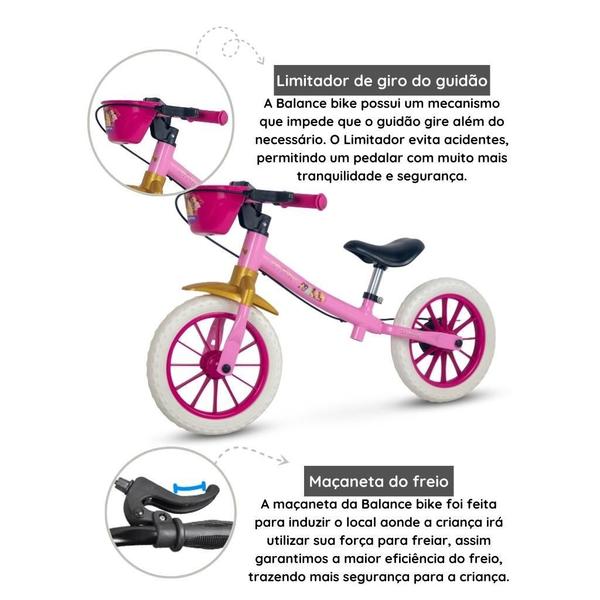 Imagem de Kit Bicicleta Balance Infantil Princesas Aro 12 E Capacete