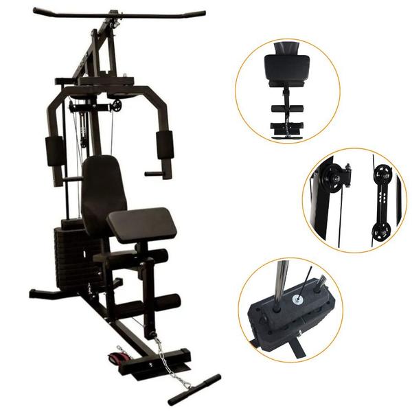 Imagem de Kit Bicicleta e Estação de Musculação 45kg Bonafit Preto