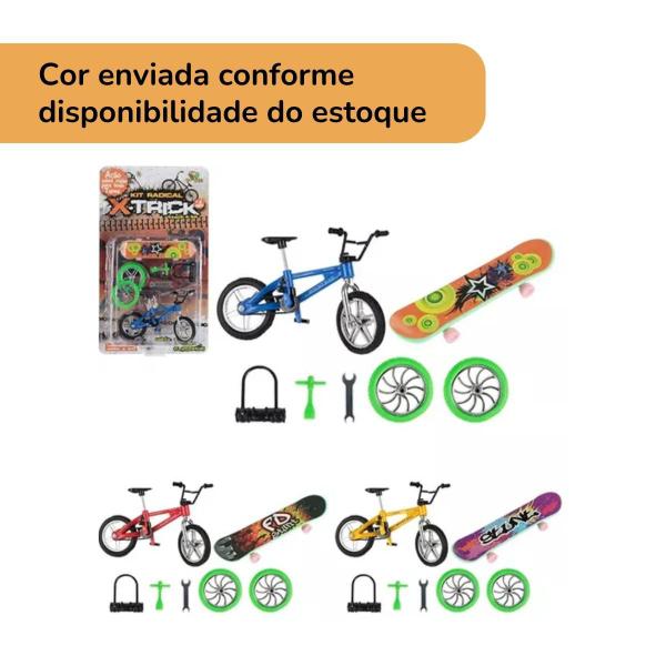 Imagem de Kit Bicicleta e Skate de Dedo Manobras Radicais Com Acessórios