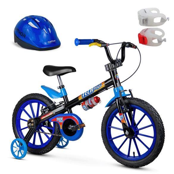 Imagem de Kit Bicicleta Infantil Aro 16 Tech Boys + Capacete + Sinalizador LED