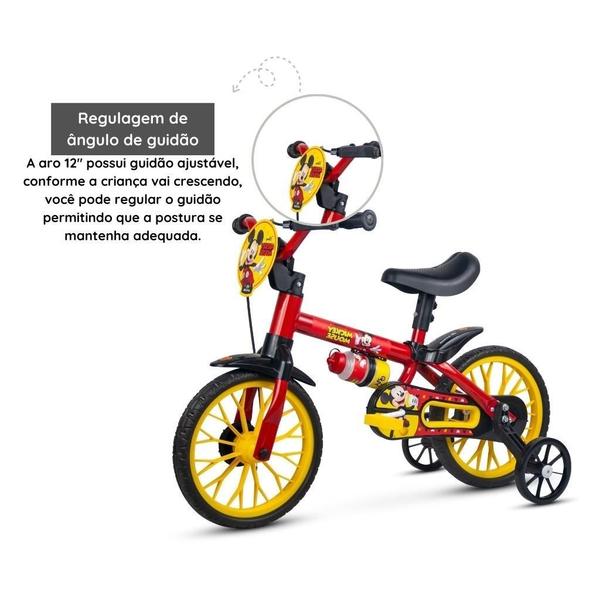 Imagem de Kit Bicicleta Infantil Mickey Aro 12 Com Rodinhas E Capacete