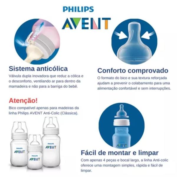 Imagem de Kit Bico Mamadeira Bebe Philips Avent N3 Duas Unidades