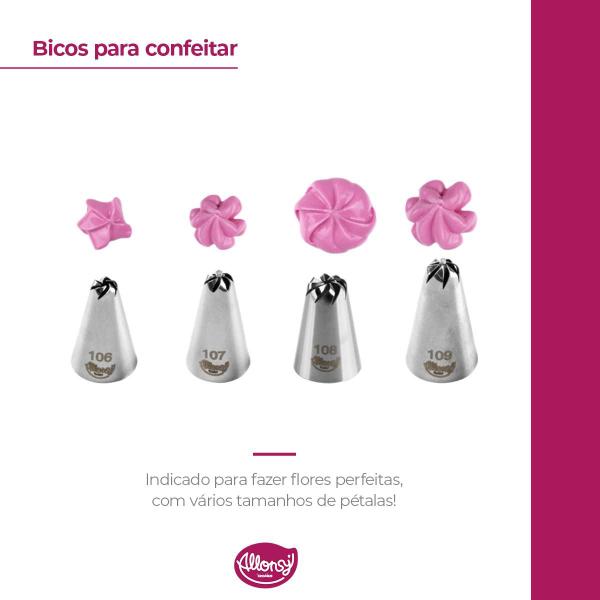 Imagem de Kit bico para confeitar bolos e doces flor de pitanga 4 un