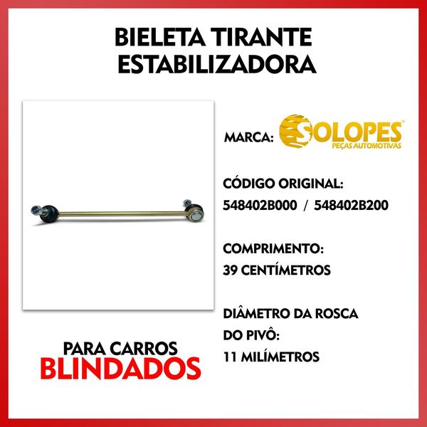 Imagem de Kit Bieleta Dianteira Hyundai Vera Cruz 2007 A 2012 Blindada