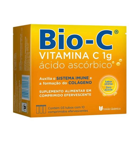 Imagem de Kit Bio-C 1g Sabor Laranja Com 10 Unidades De 30 Comprimidos Cada