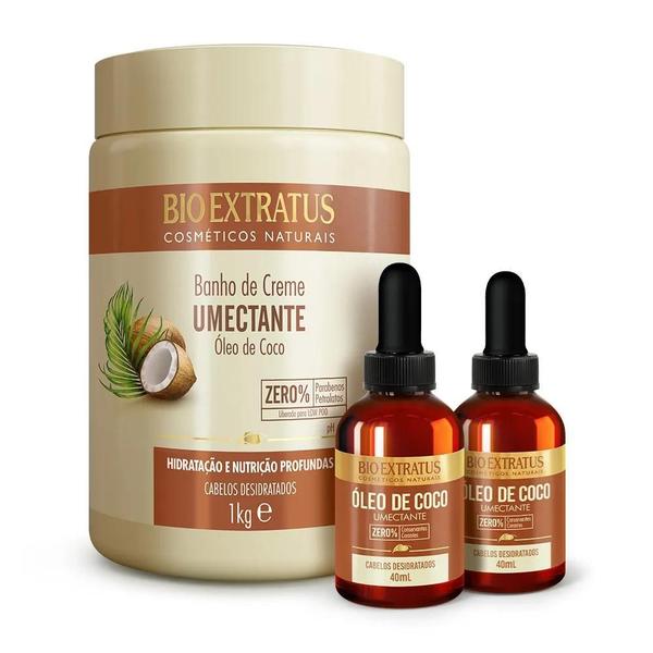 Imagem de Kit Bio Extratus Umectante Banho De Creme 1Kg + Óleo De Coco