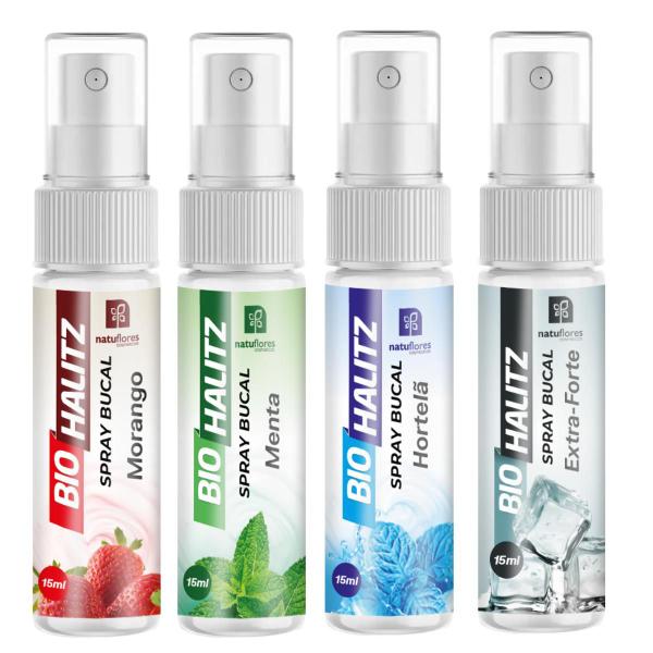 Imagem de Kit Biohalitz Spray Bucal Sabores 15 Ml 4unidades