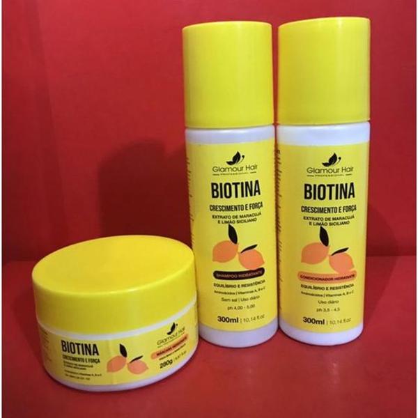 Imagem de Kit biotina Crescimento e força Extrato de maracujá e limão siciliano Glamour hair