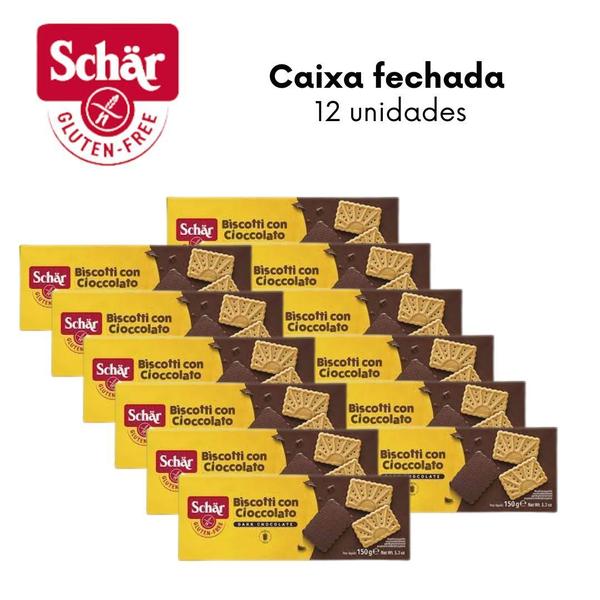 Imagem de KIT Biscoito coberto com chocolate amargo Cioccolato Dr. Schar 150g - Caixa com 12 unidades