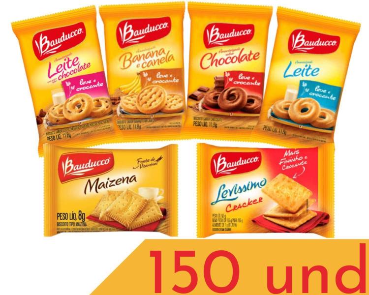 Imagem de Kit Biscoitos Bauducco Em Sache Todos Sabores Caixa 150 Und