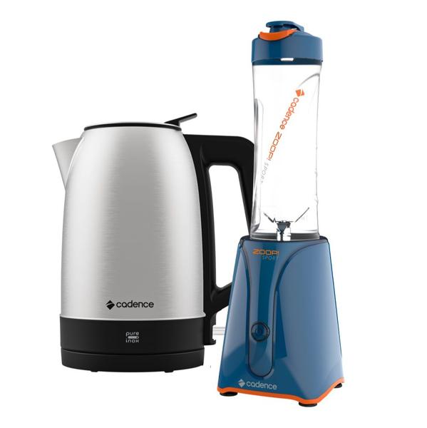 Kit Blender Zoop Sport e Chaleira Elétrica Inox Cadence Kit Blender Zoop Sport e Chaleira Elétrica Inox Cadence