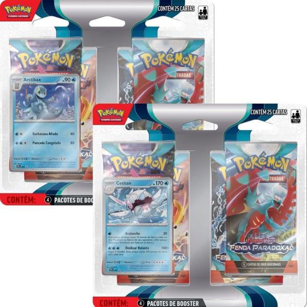 Imagem de Kit blister quadruplo pokémon arctibax e cetitan ev4 fenda paradoxal copag