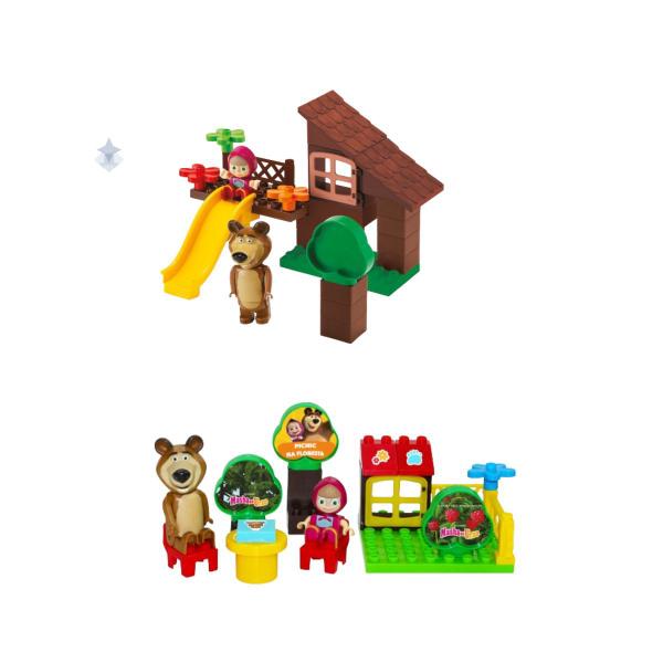 Imagem de Kit Blocos de Montar e Playset Masha e Urso