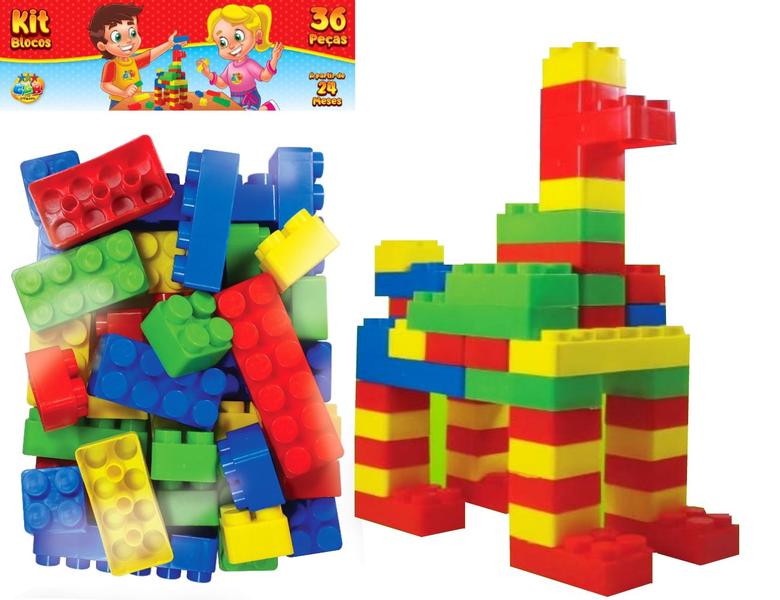 Kit Blocos Monta Monta com 36 Peças Brinquedo Educativo - GGB Brinquedos Imagem de Kit Blocos Monta Monta com 36 Peças Brinquedo Educativo