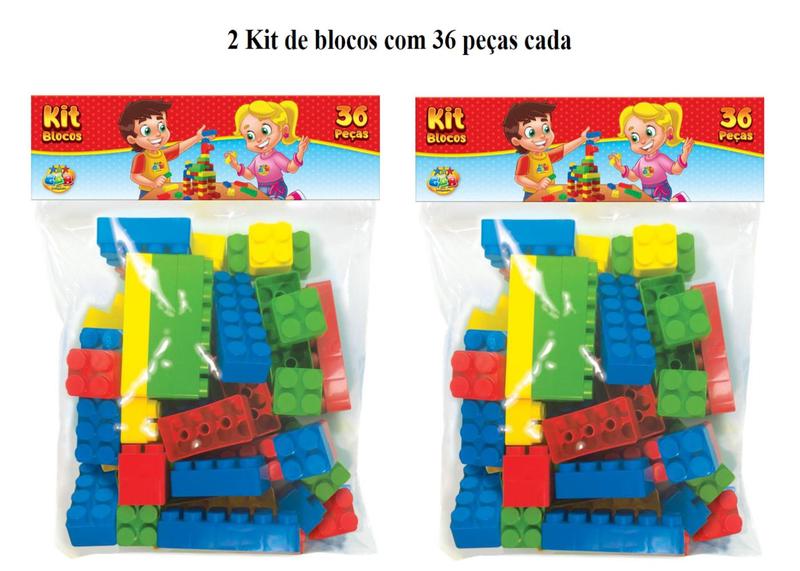 Imagem de Kit Blocos Monta Monta com 72 Peças Brinquedo Educativo