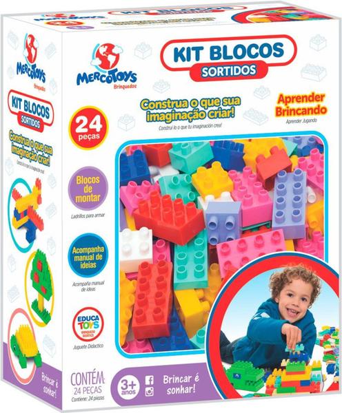 Imagem de Kit Blocos Sortidos 24 Peças - Mercotoys