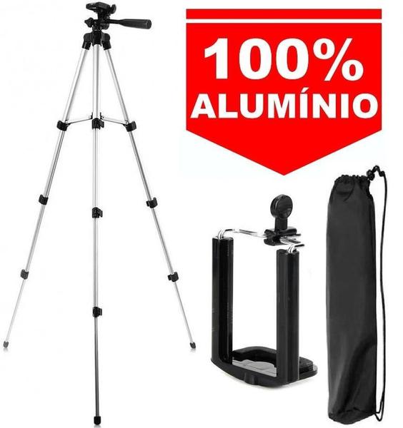 Imagem de Kit Blogueiro Tripé Câmera Suporte Celular + Microfone Sem