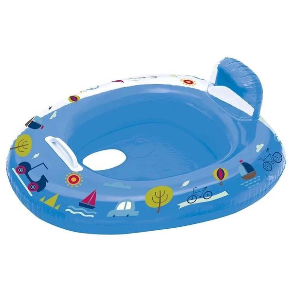 Imagem de Kit Boia Bote Infantil com Fralda Azul + Boia de Braco Infantil + Baldinho de Praia com 8 Pecas em Cores Sortidas