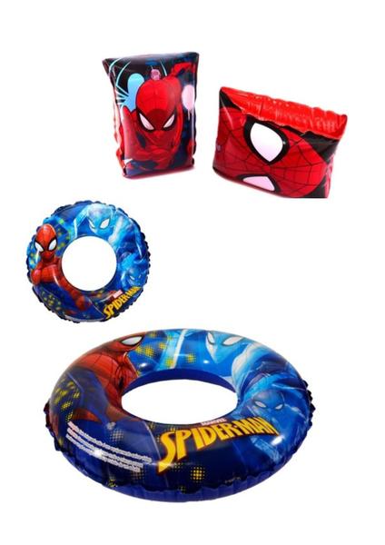 Imagem de Kit Boia De Braço Colete Inflavel Homem Aranha Vingadores