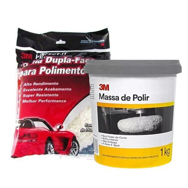 Imagem de Kit boina dupla face 3m + massa de polir 3m