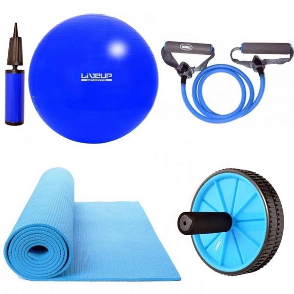 Imagem de Kit Bola 65 Cm + Bomba + Tapete Colchonete + Roda + Extensor  Liveup Sports 