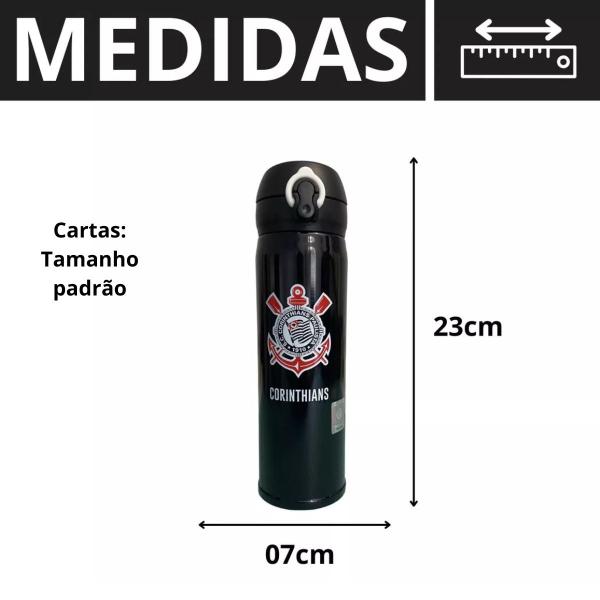 Imagem de Kit Bola de Futebol C/ Garrafa Térmica 420ml Inox Aço E Baralho Corinthians - Licenciado E Oficial