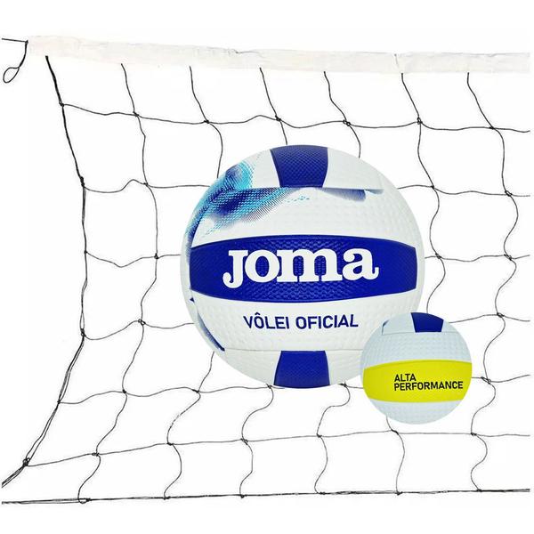 Imagem de Kit Bola De Vôlei Joma Núria + Rede Vôlei Master Rede Seda 9.5 Metros 1 Faixa Sintética