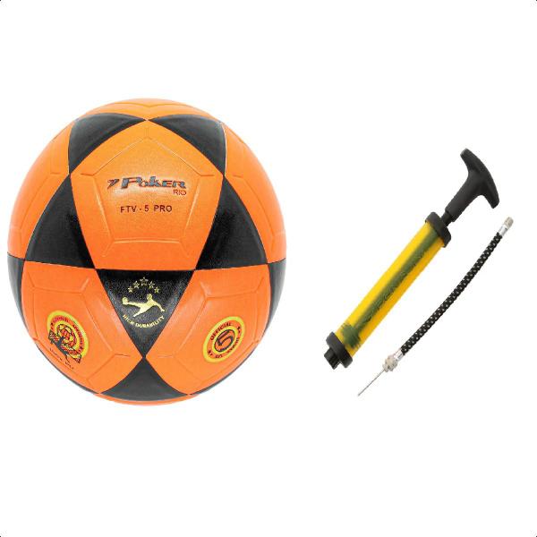 Imagem de Kit Bola Oficial Poker Futevôlei Altinha Futmesa Laranja + Bomba