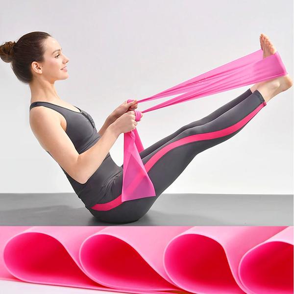 Imagem de Kit Bola Pilates Yoga 55cm + Faixa Elástica para Fisioterapia Thera Band