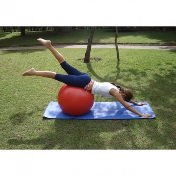 Imagem de Kit Bola Suica 65cm + Mini Bomba + Colchonete Eva 4mm Cinza + Roda Abdominal para Exercicio Pilates  Liveup Sports 