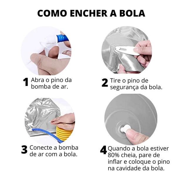 Imagem de Kit bola Suíça funcional para exercícios cinza e bomba de ar