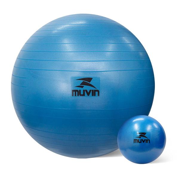 Imagem de Kit Bolas de Pilates Muvin  75cm e Overball 25cm - Antiestouro  Suporta até 300kg  Com Bomba