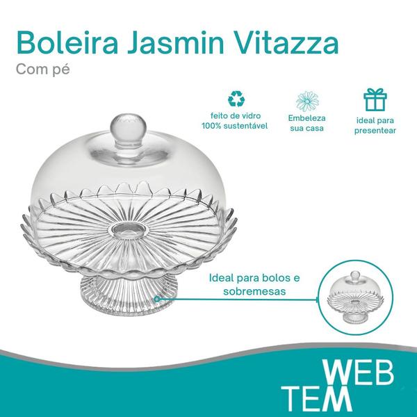 Imagem de Kit Boleira de Vidro com pé JS e 3 Potes Herméticos 1158ml