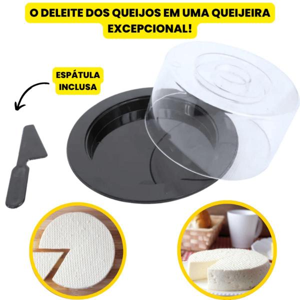 Imagem de Kit Boleira Espátula + Queijeira Tampa Acrílico Decorativo Mesa Café da Manhã Queijos Bolos Cozinha