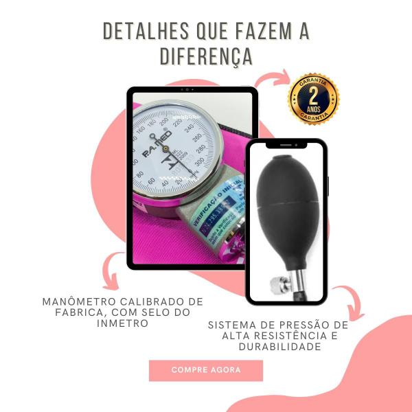 Imagem de Kit Bolsa Aparelho de Pressão Esfigmomanômetro Esteto Medidor  Completo Pa Med