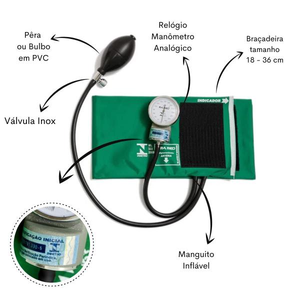 Imagem de Kit Bolsa Aparelho de Pressão Esfigmomanômetro Esteto Medidor Pa Med