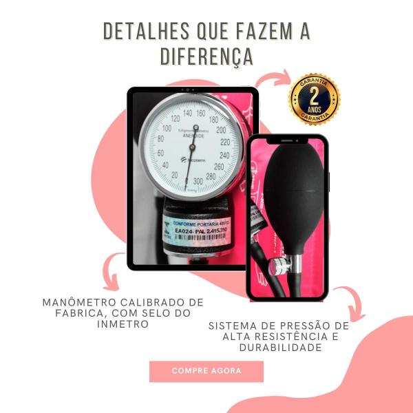 Imagem de Kit Bolsa Aparelho de Pressão Esfigmomanômetro Medidor Completo Enfermagem Incoterm