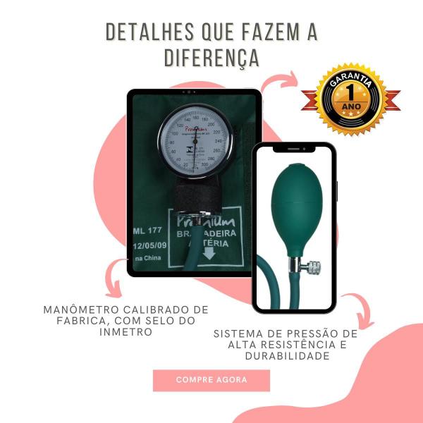 Imagem de Kit Bolsa Aparelho de Pressão Esfigmomanômetro Medidor Enfermagem Premium