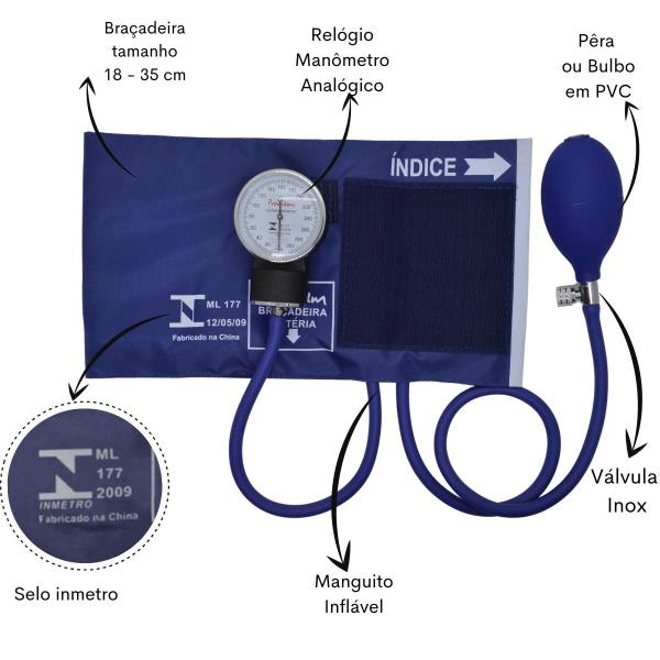 Imagem de Kit Bolsa Cores Aparelho de Pressao Esfigmomanometro Estetoscópio Medidor de Glicose Completo