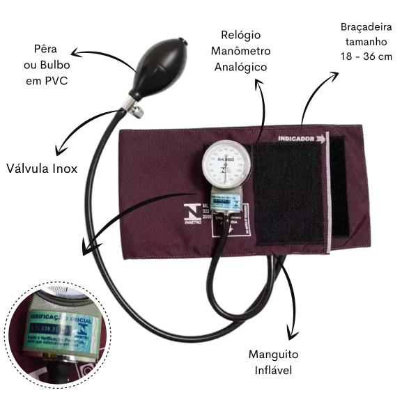 Imagem de Kit Bolsa Cores Aparelho de Pressao Esfigmomanometro Estetoscópio Medidor de Glicose Pa Med